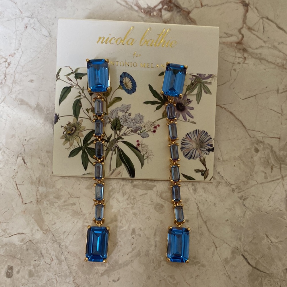 ✔️Nicola Bathie x Antonio Melanie blue statement earrings